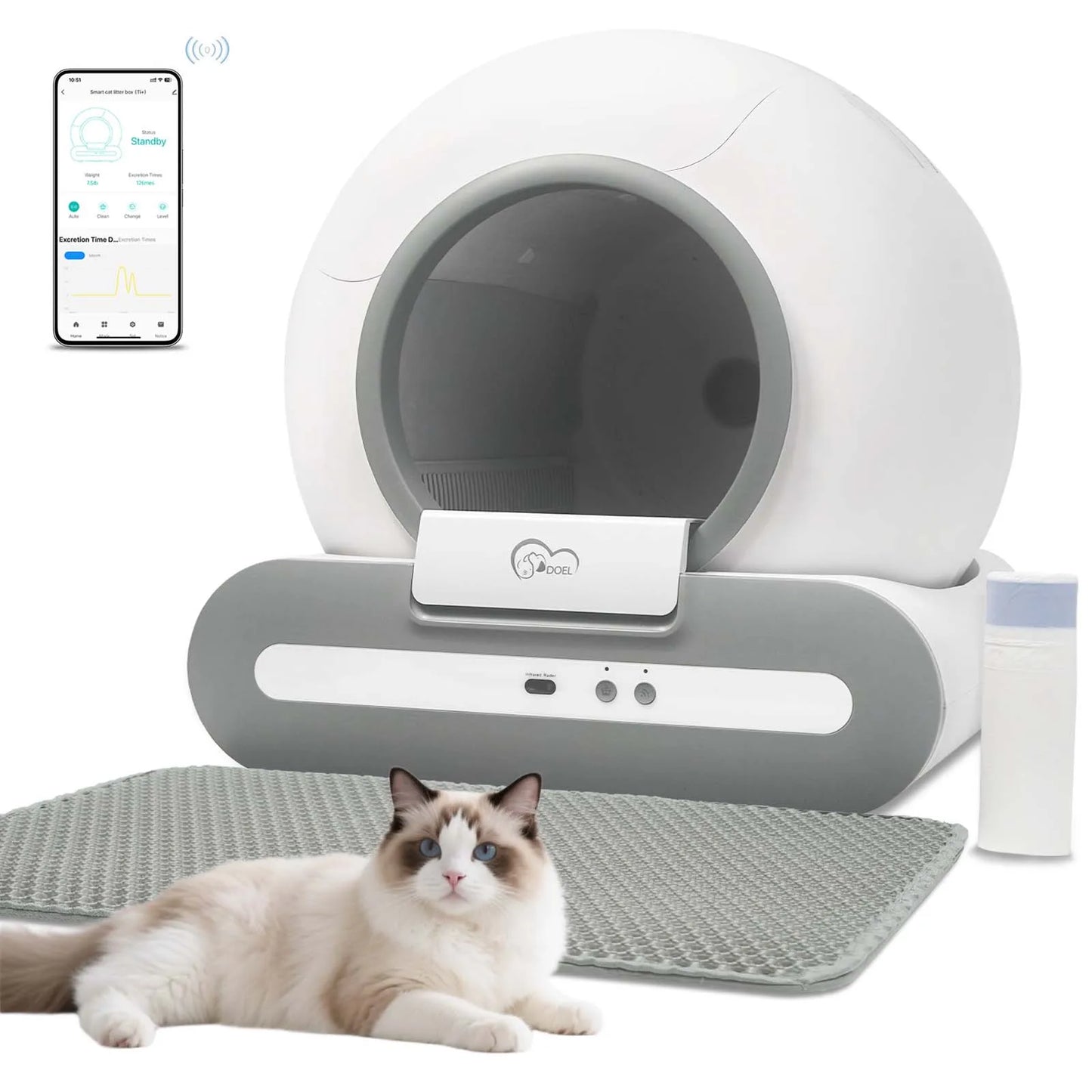 Self-Cleaning Cat Litter Box with App Control