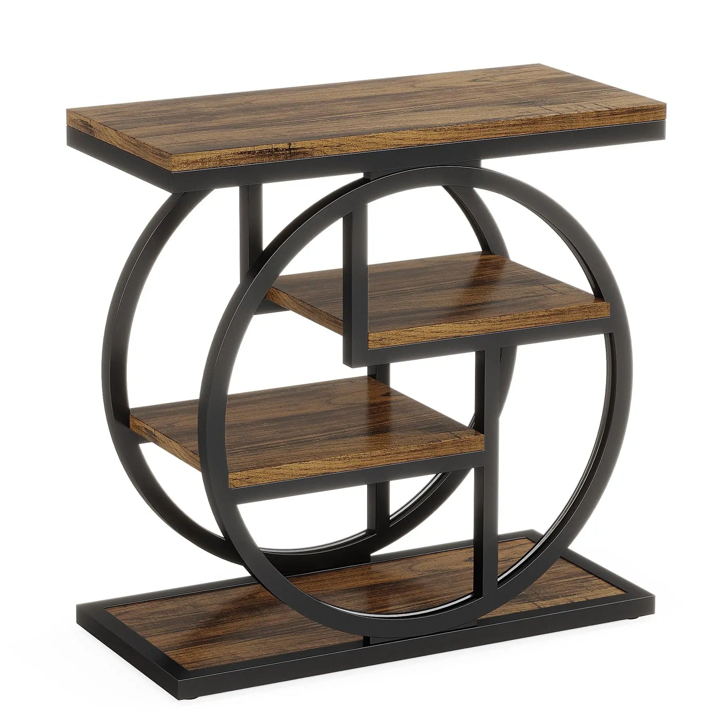 End Table for Living Room, with Storage Shelves