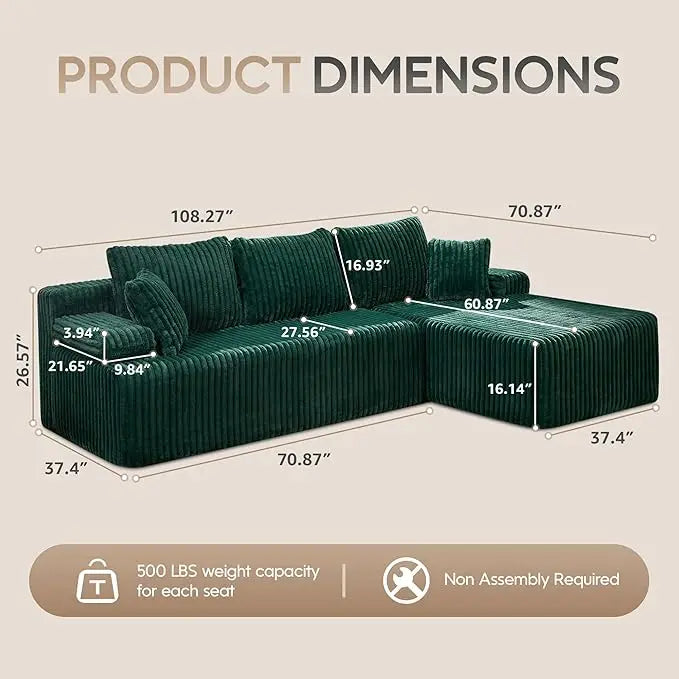 Modular L-Shaped Sectional with Storage Modules