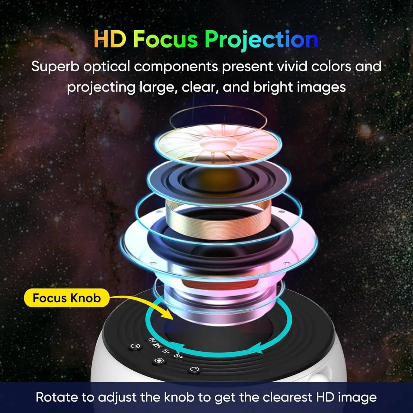 Galaxy Projector for Bedroom, HD Image Star Projector, Adjustable Galaxy Light Knob, 13 Film Discs, Planetarium Projector for Ki