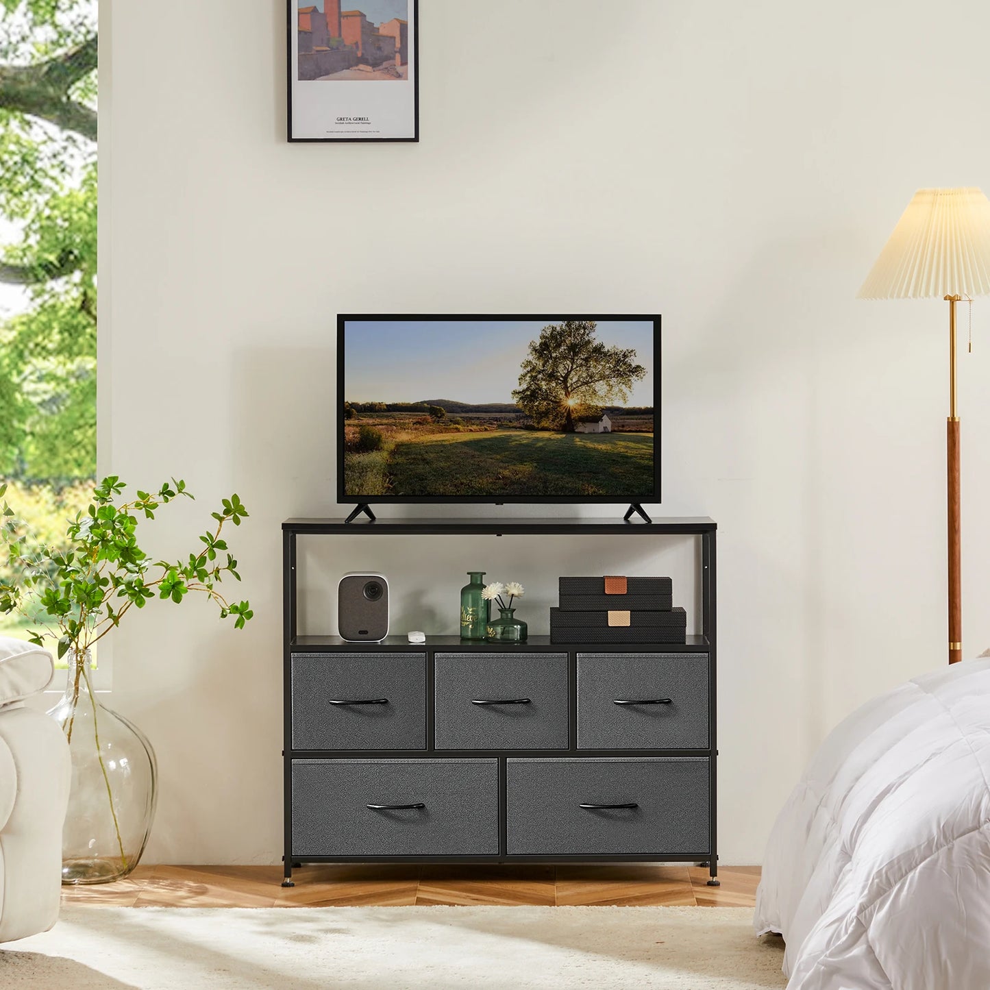 Fireplace TV Stand Dresser For Bedroom