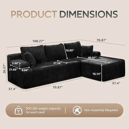 Modular L-Shaped Sectional with Storage Modules