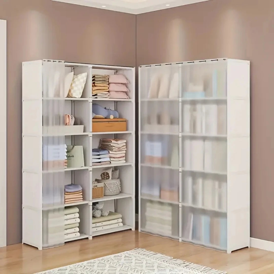 6 Layers Dustproof Bedroom Closet Organizer Bookshelf Cabinet