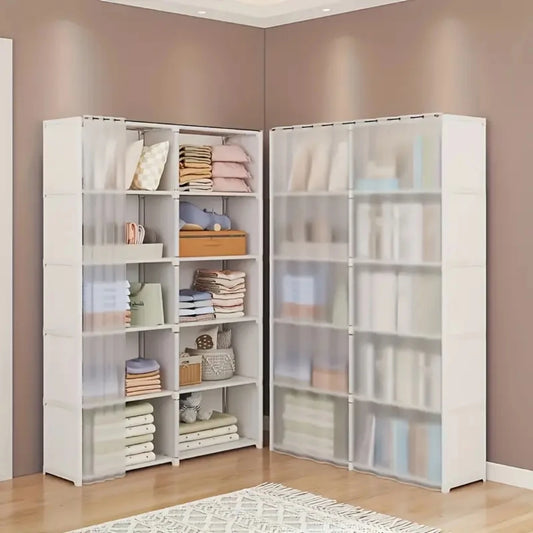 6 Layers Dustproof Bedroom Closet Organizer Bookshelf Cabinet