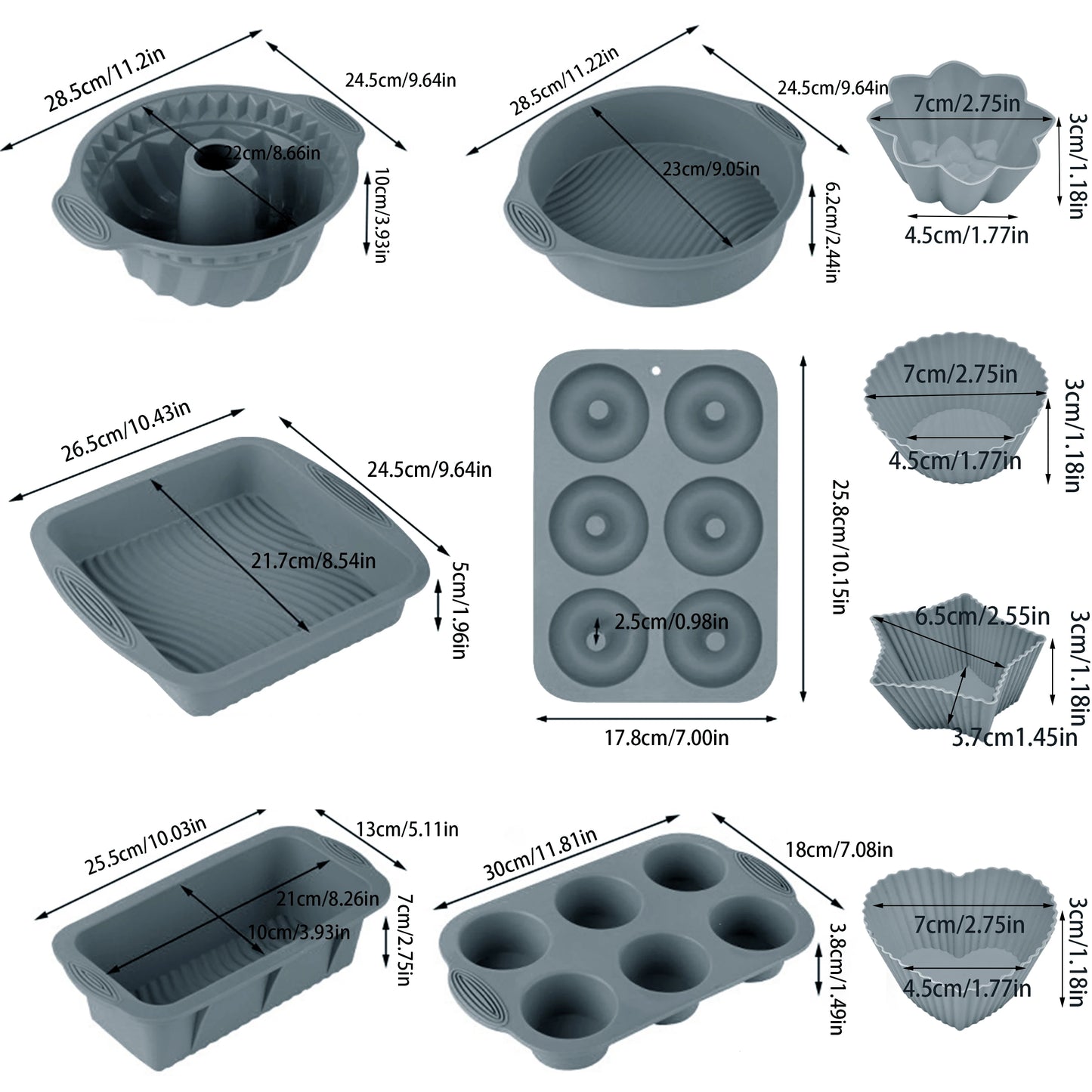 30Pcs Reusable Silicone Baking Molds