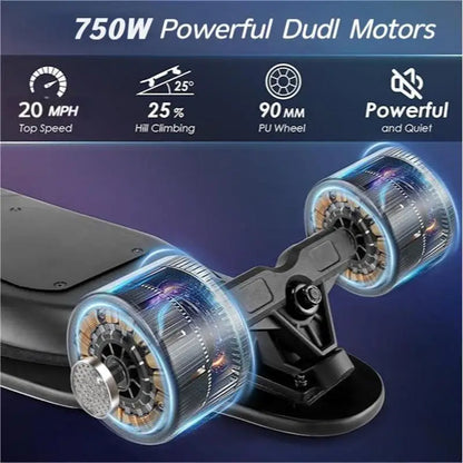 38" Electric Skateboard with Remote Control, 28 MPH Top Speed