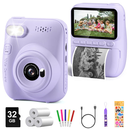 Instant Print Digital Camera for Kids, with 3 Rolls of Printer Paper