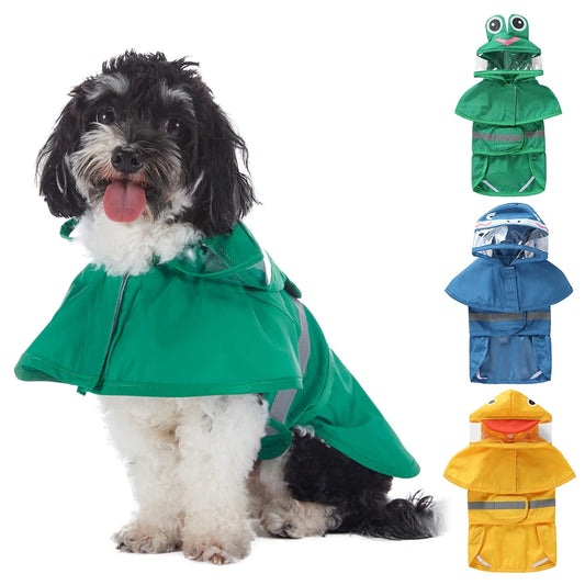 Fashionable Reflective Pet Dog Raincoat, Hooded Waterproof Jacket
