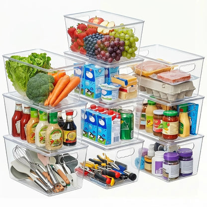 10 Pack Clear Stackable Storage Bins with Lids