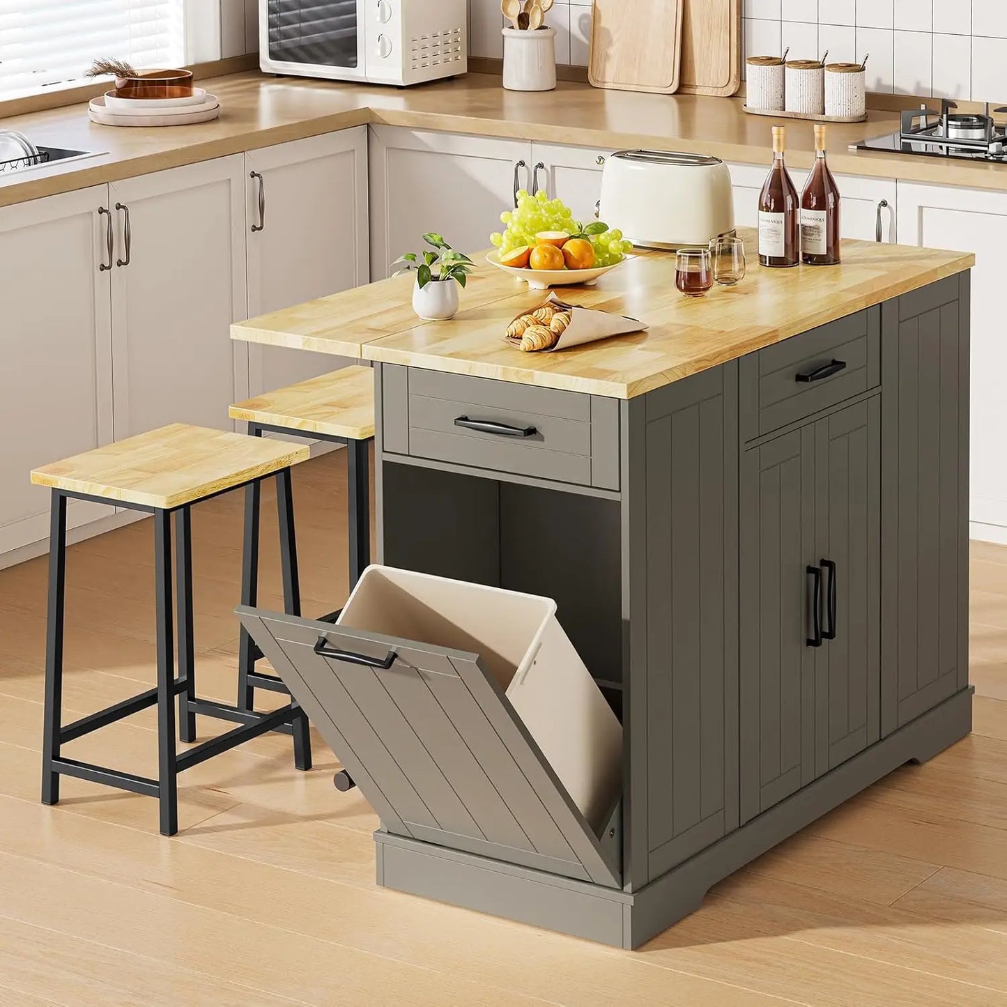Kitchen Island with 2 Chairs