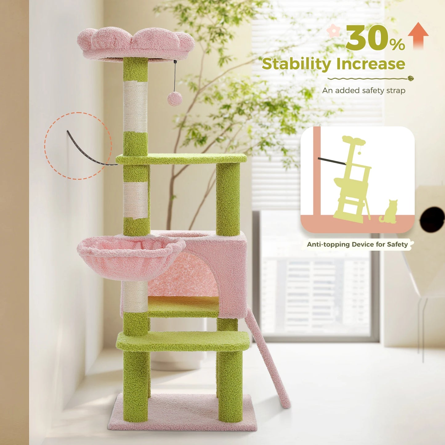 Flower Cat Tree Multi-Level Cat Tower with Scratching Posts