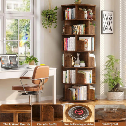 6 Tier Rotating Bookshelf